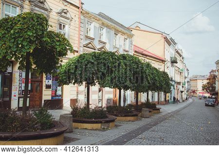 Przemysl, Poland - October, 2016: Central Pedestrian Part Of The Polish City Of Przemysl With Beauti