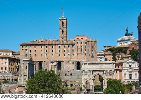 View Of The Tabularium, The Arch Of Septimius Severus And Several Ancient Ruins At The Roman Forum I
