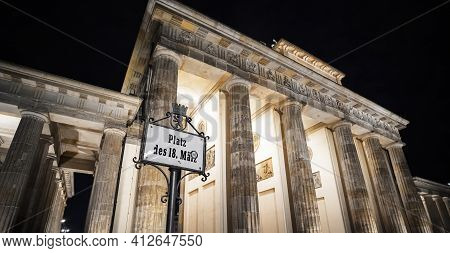 Famous Brandenburg Gate In Berlin At Night - Travel Photography