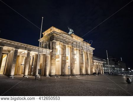 Famous Brandenburg Gate In Berlin At Night - Travel Photography