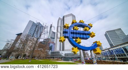 Willy Brandt Square In The Financial District Of Frankfurt Germany - Frankfurt, Germany - March 11, 