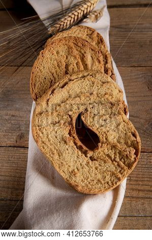 Tipical Summer Dish Of Puglia - Friselle. Classical Apulian Dried Bread Called Freselle. Healthy Veg