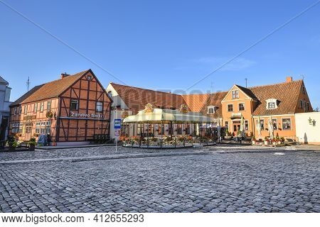 Klaipeda, Lithuania - August 13, 2020: View On Modern And Old Hotels And Curonian Lagoon, City Cente