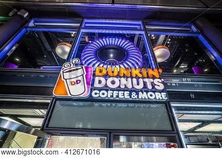 Dunkin Donuts Coffee And More - Berlin, Germany - March 11, 2021