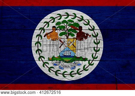 Flag Of Belize. Wooden Texture Of The Flag Of Belize.