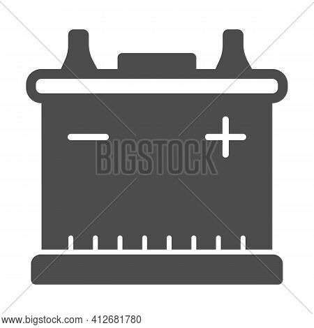 Automotive Lead-acid Battery Solid Icon, Car Parts Concept, Car Battery Sign On White Background, Ac