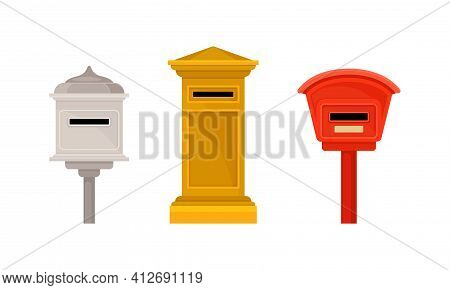 Letter Box Or Letter Plate With Hole Or Mail Slot For Receiving Incoming Mail Vector Set