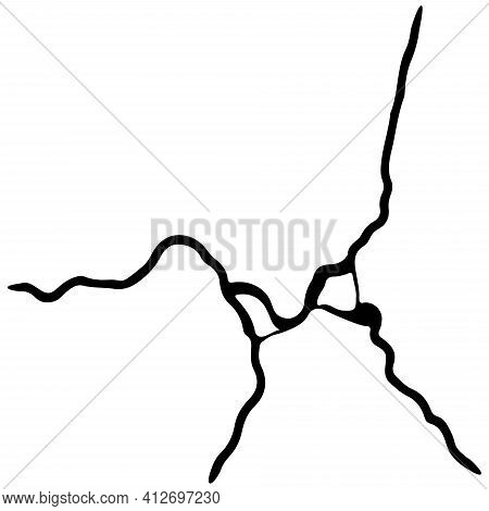 Kintsugi Crack. Earthquake And Ground Cracks, Hole Effect, Craquelure And Damaged Texture. Vector Il