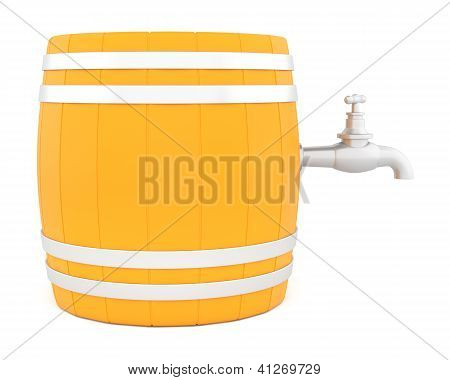Fass mit dem Wasserhahn.
