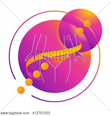 Losing Weight - Diet, Fitness Or Liposaction Logo - Fat Woman Body In Dashed Line And Slim Figure In