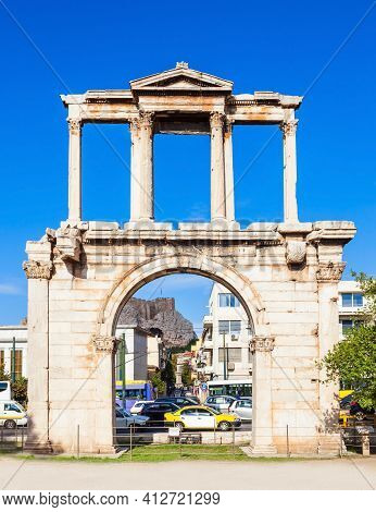The Arch Of Hadrian Or Hadrian's Gate Is A Monumental Gateway Resembling In Some Respects A Roman Tr