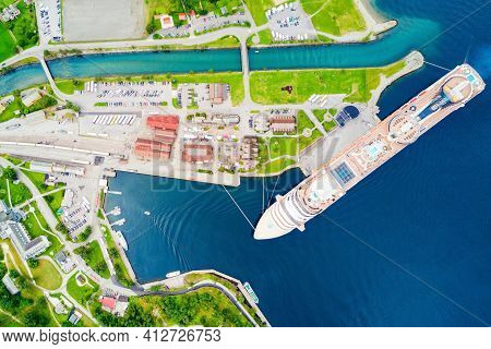 Cruise Ship In Flam. Flam Is A Village In Flamsdalen, At The Aurlandsfjord A Branch Of Sognefjord, M