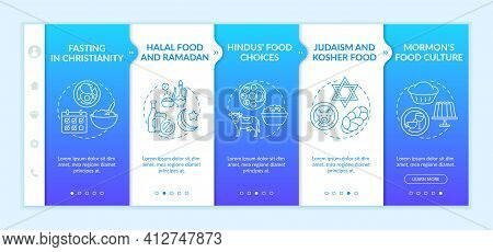 Food Culture In Religions Onboarding Vector Template. Fasting In Christianity. Judaism And Kosher Me