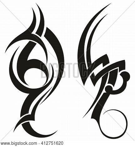 Tribal Tattoo Design Elements Set For Your Design