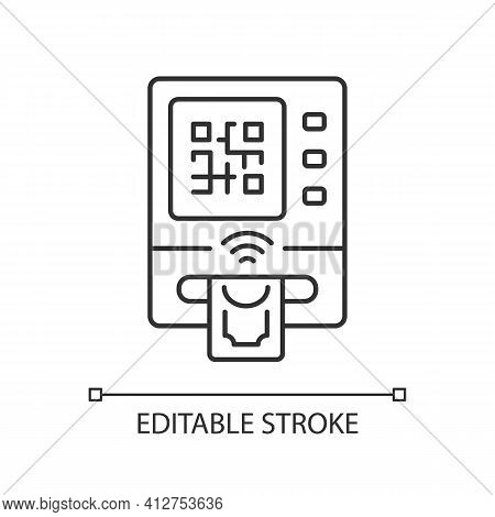 Cardless Atm Linear Icon. Cardless Withdrawals Give Opportunity To Establish Your Identity. Thin Lin