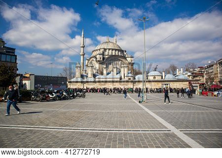 March 8, 2021 In Istanbul - Turkey Cemberlitas Square And People