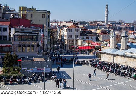 March 8, 2021 In Istanbul - Turkey Cemberlitas Square And People