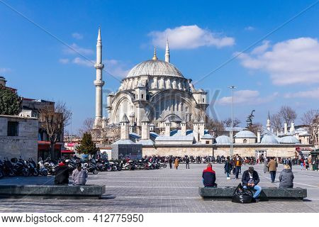 March 8, 2021 In Istanbul - Turkey Cemberlitas Square And People
