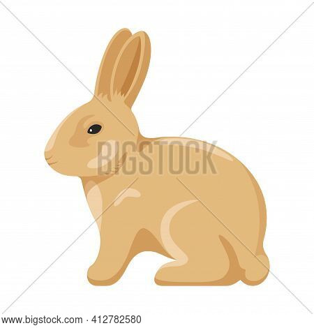 Cute Bunny. Vector Illustration Of A Cute Yellow Easter Bunny Isolated On A White Background.