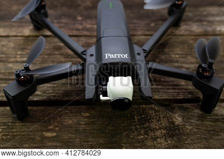 Miercurea Ciuc, Romania- 16 March 2021: Parrot Anafi 4k 21 Megapixel Drone Camera With Freewell Nd F