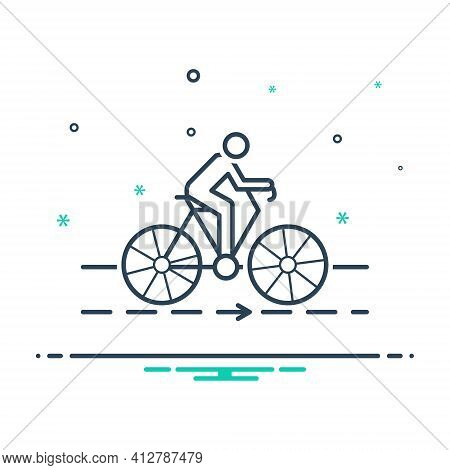 Mix Icon For Bicycle Track Cyclist Road Riding Vechicle