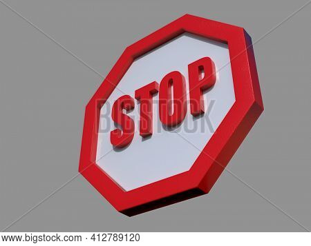 3d render STOP! You are Not Allowed Here, Red Octagonal Stop Roadsign with Big Hand Symbol for Prohibited Activities, Traffic Stop Blocking Sign, Prohibition Icon, No Entry Signal, Red Warning