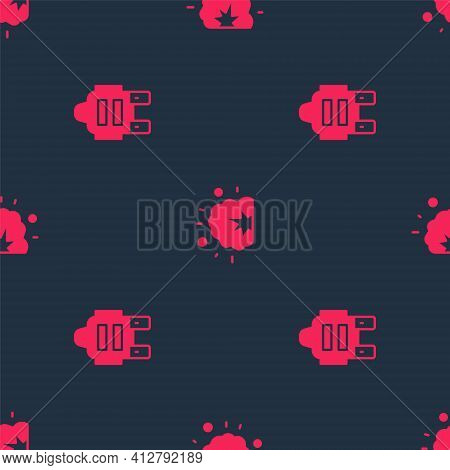 Set Bulletproof Vest And Bomb Explosion On Seamless Pattern. Vector