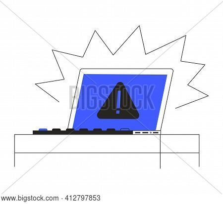 Blue Screen Of Death Or Computer Malfunction Concept For Web Or Ui Design And Ads. Malware Or Bug In