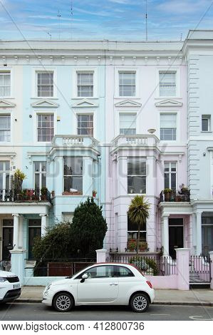 Chepstow Villas, Notting Hill, London, England, United Kingdom - March 05 2021 Colourful Houses (w11