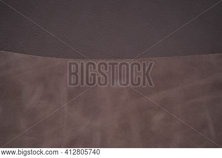 Leather Background. Texture Of Genuine Leather And Suede.leather Brown Pieces.genuine Leather Piece 