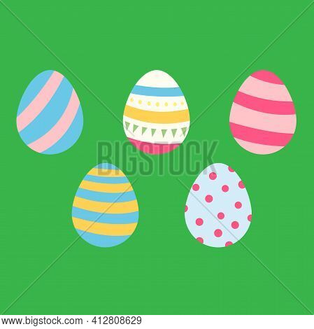 Stock Vector Illustration Of Easter Eggs. The Celebration Of Easter. Coloring Eggs. Elements For Dec