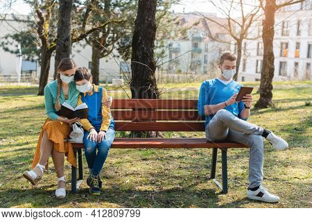Concept picture of families torn apart by social distancing