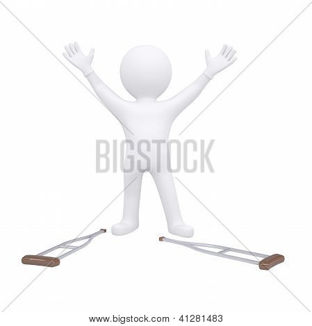 3D mand kastede sine krykker