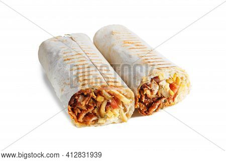 Two Parts Of Eastern Cheesy Shawarma