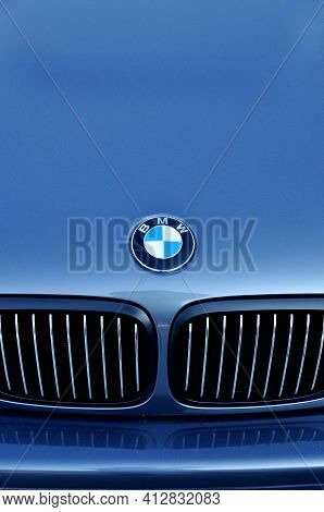 Bmw Chrome Metal Logo, Luxury Car In Istanbul City, October 06 2011 Istanbul Pendik Turkey Used Car 