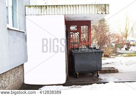 House Entrance With An Empty White Space For Text. Mock Up