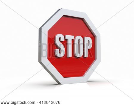 3d render STOP! You are Not Allowed Here, Red Octagonal Stop Roadsign with Big Hand Symbol for Prohibited Activities, Traffic Stop Blocking Sign, Prohibition Icon, No Entry Signal, Red Warning
