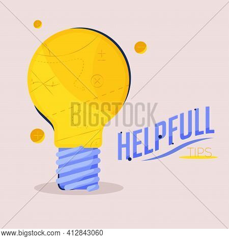 Helpfull Idea Lamp Yellow Creativity Thinking Icon- Vector