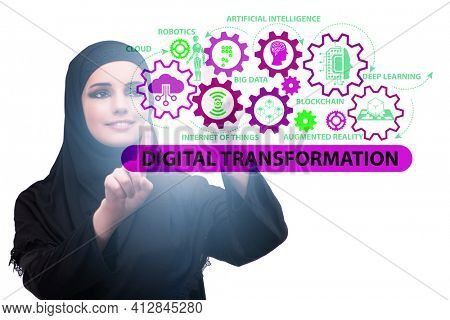 Businessman in digital transformation concept