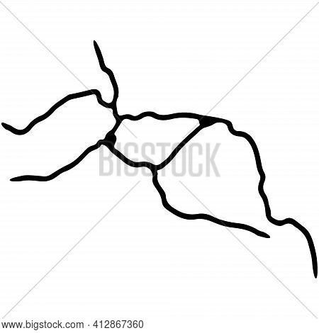 Kintsugi Crack. Earthquake And Ground Cracks, Hole Effect, Craquelure And Damaged Texture. Vector Il