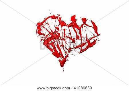 Amor coração feito de Splash de cor vermelha