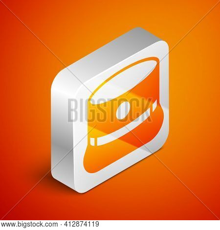 Isometric Kepi Icon Isolated On Orange Background. Cap Army Uniform Headgear. Historic General Hat. 