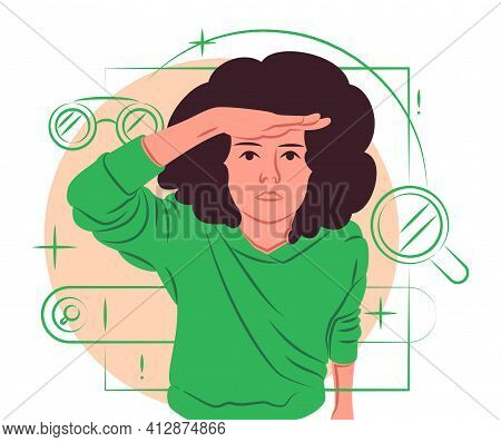 Vector Searching Woman In Shadow Of Sharp Lines Style