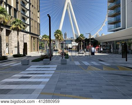 Dubai,uae - October 16, 2020: 
Beautiful View Of Dubai Eye Or Al Ain Huge Wheel On Bluewaters Island