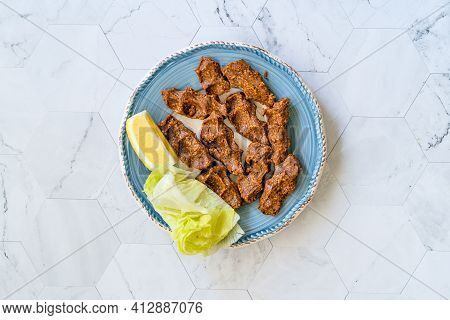 Cig Kofte, A Raw Meat Dish In Turkish And Armenian Cuisines.  Traditional Food.