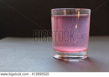 Compote Juice Mors Milk Nail Pink On A Black Gray Background With Space For Text And Copyspace