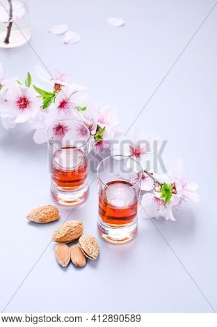 Almond Liquor. The Traditional Strong Drink In Italy To Complete The Dinner Is A Liqueur Made From N