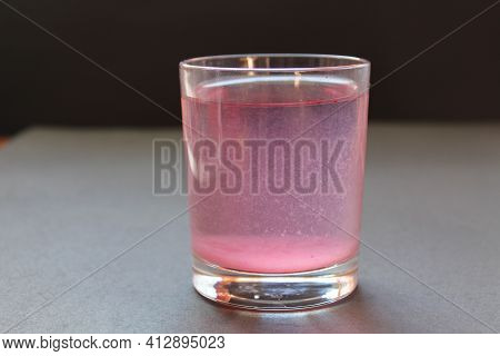 Compote Juice Mors Milk Nail Pink On A Black Gray Background With Space For Text And Copyspace