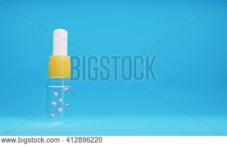 3d Render Of Drops In The Nose And Ears With A Runny Nose And Pain In The Ears In A Transparent Glas