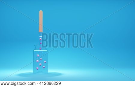 3d Render Of Drops In The Nose And Ears With A Runny Nose And Pain In The Ears In A Transparent Glas